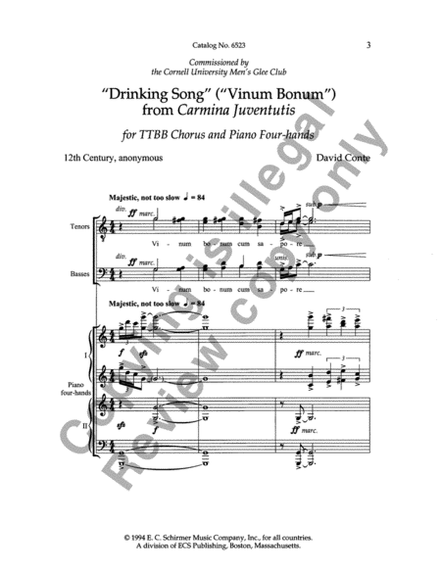 Carmina Juventutis: Drinking Song (Vinum bonum)