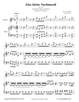 Mozart: Eine kleine Nachtmusik for Piccolo & Piano