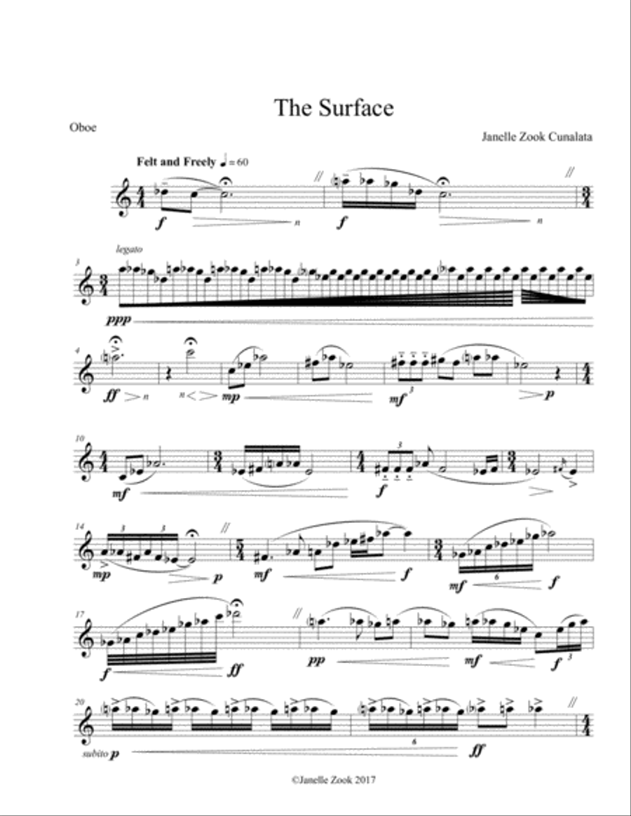 The Surface (oboe) Oboe Solo scores gallery preview page 1