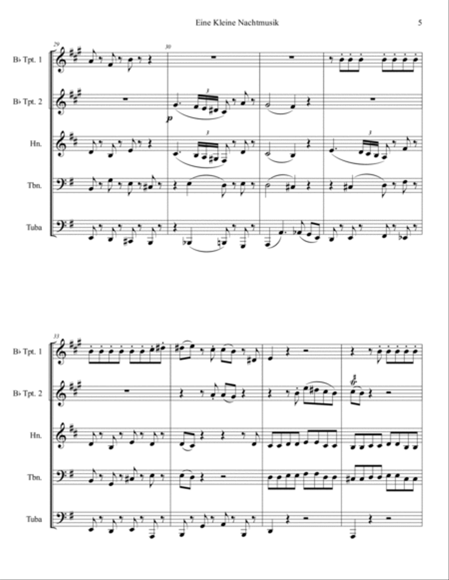 Eine Kleine Nachtmusik: Serenade No. 13 in G Major, K 525 Brass Ensemble scores gallery preview page 6