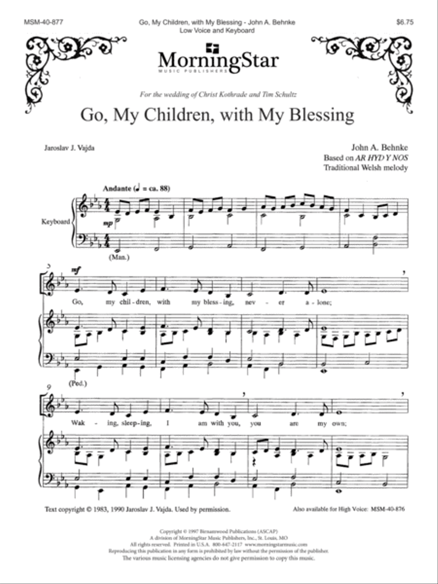 Go, My Children, with My Blessing (Low Voice) Low Voice scores gallery preview page 1