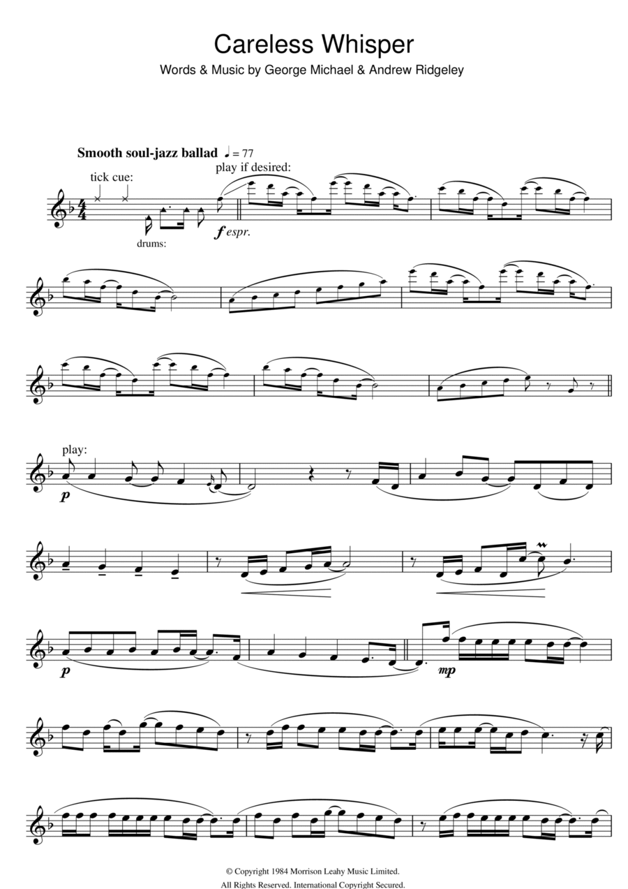 Careless Whisper Flute Solo scores gallery preview page 1
