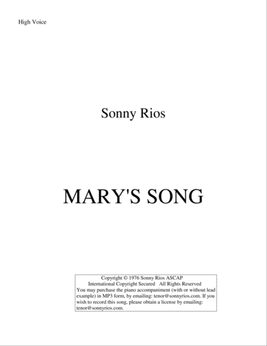 MARY'S SONG Soprano Voice scores gallery preview page 1