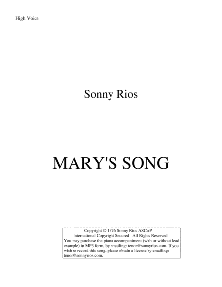 MARY'S SONG image number null