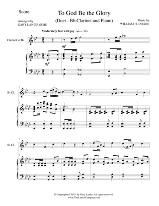 TO GOD BE THE GLORY (Duet – Bb Clarinet and Piano/Score and Parts)
