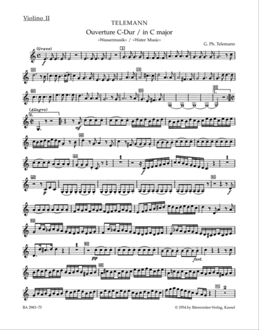 Ouverture C major TWV 55:C3 'Wassermusik' Violin scores gallery preview page 1