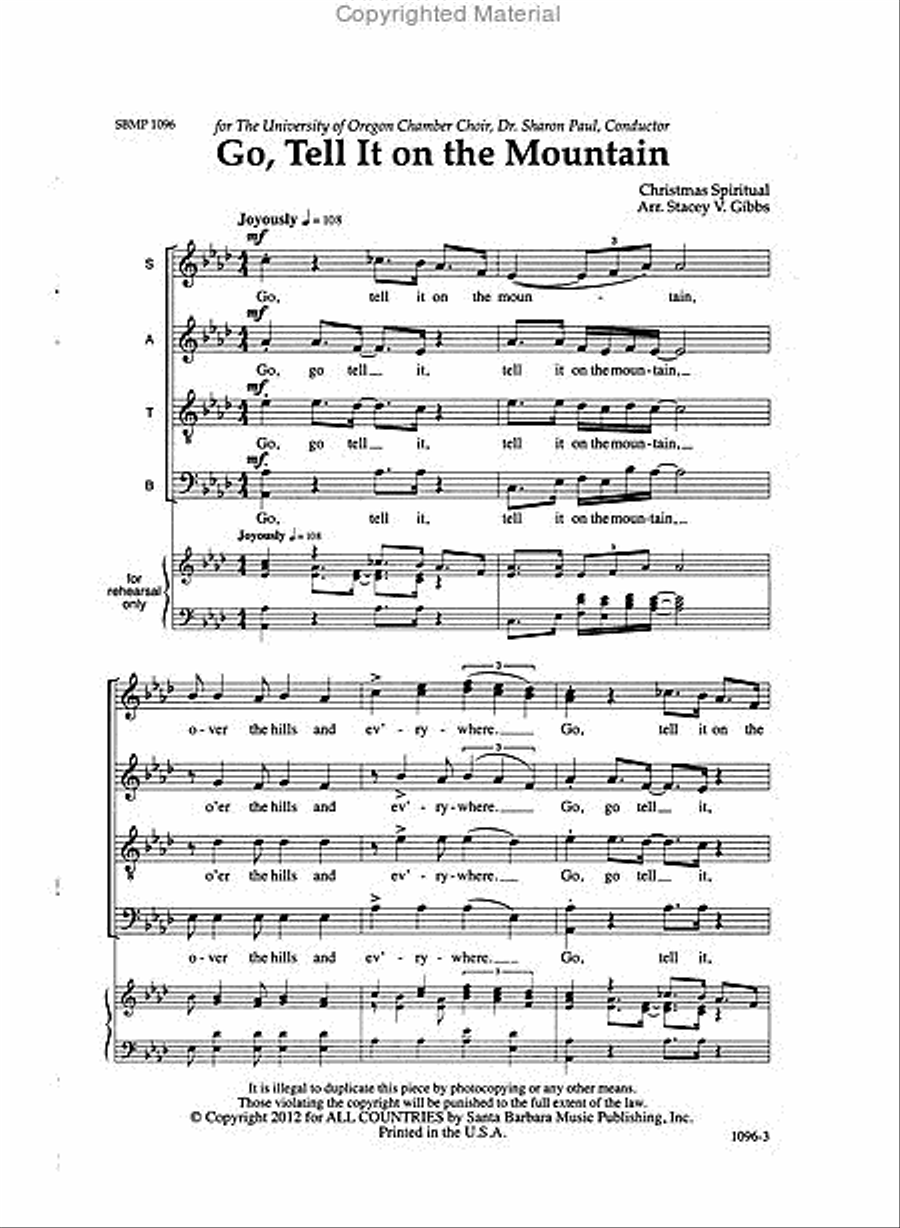 Go, Tell It on the Mountain - SATB Octavo 4-Part scores gallery preview page 2