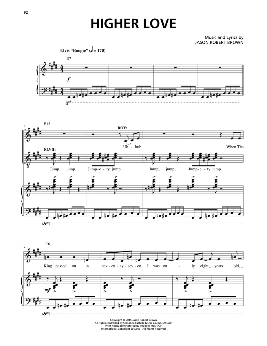 Higher Love (from Honeymoon in Vegas) Voice scores gallery preview page 1