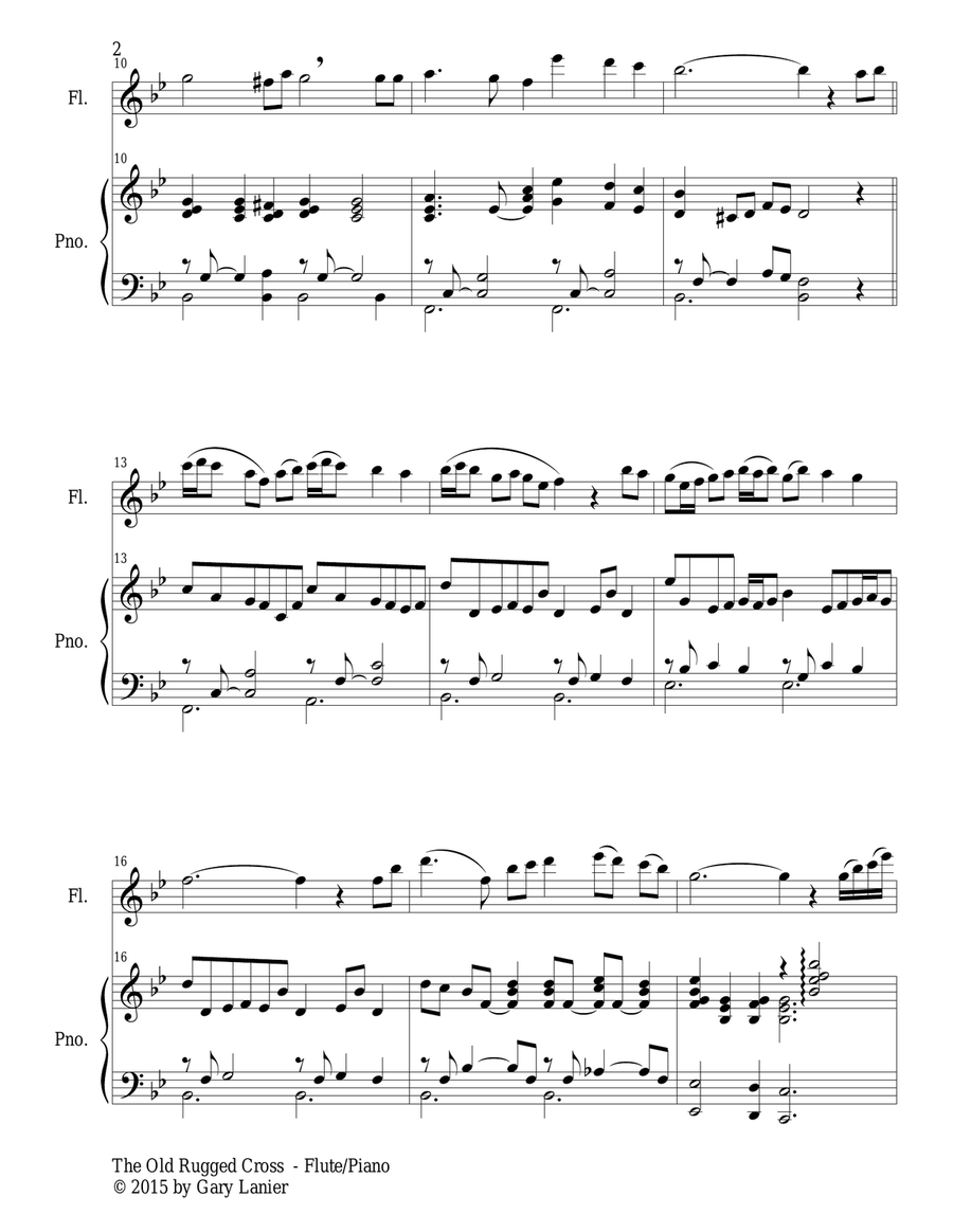 THE OLD RUGGED CROSS (Duet – Flute and Piano/Score and Parts) Woodwind Duet scores gallery preview page 3