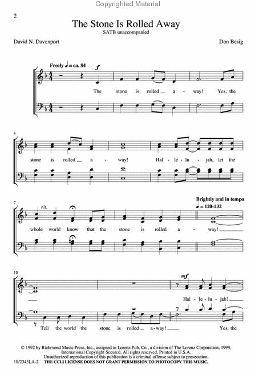 The Stone is Rolled Away 4-Part scores gallery preview page 2