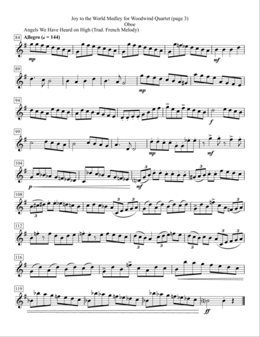 Joy to the World Medley for Woodwind Quartet Woodwind Quartet scores gallery preview page 6