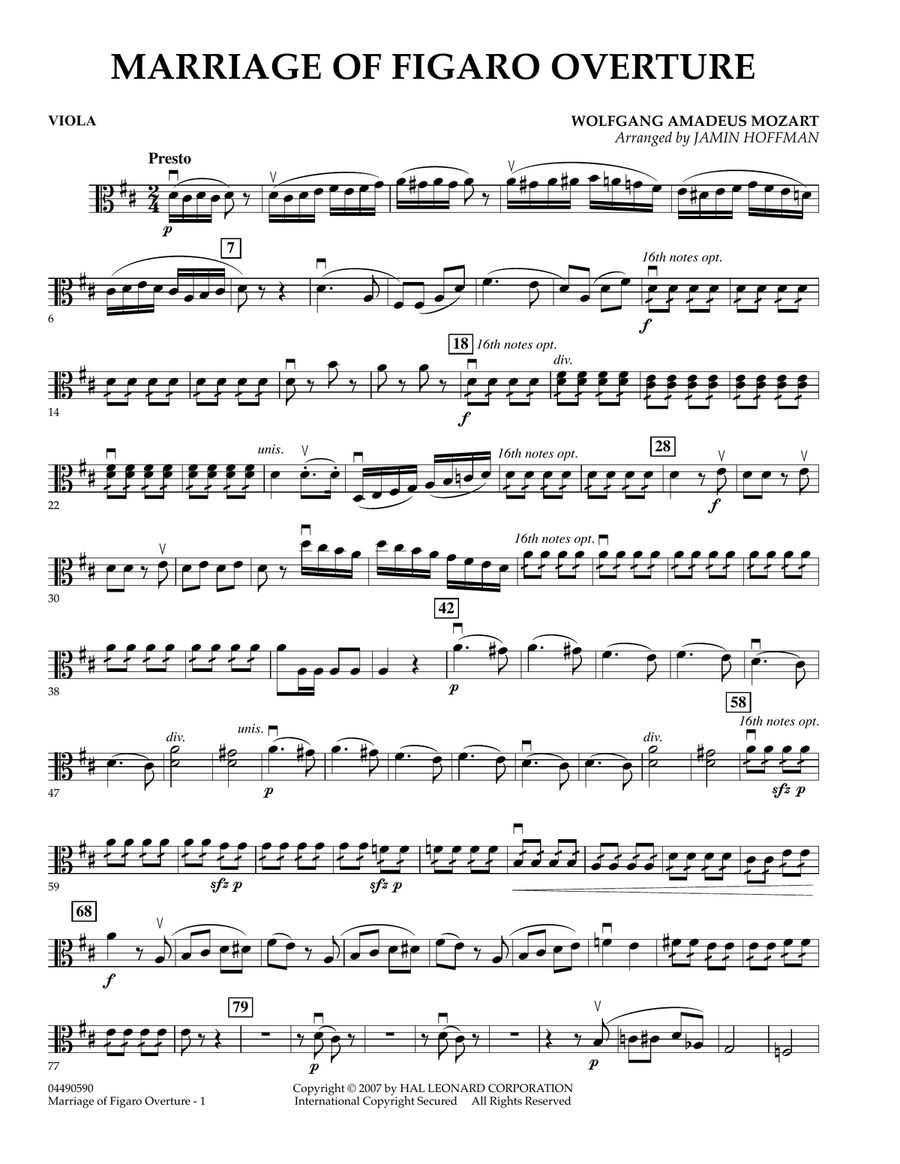 Overture to Marriage of Figaro - Viola Viola scores gallery preview page 1
