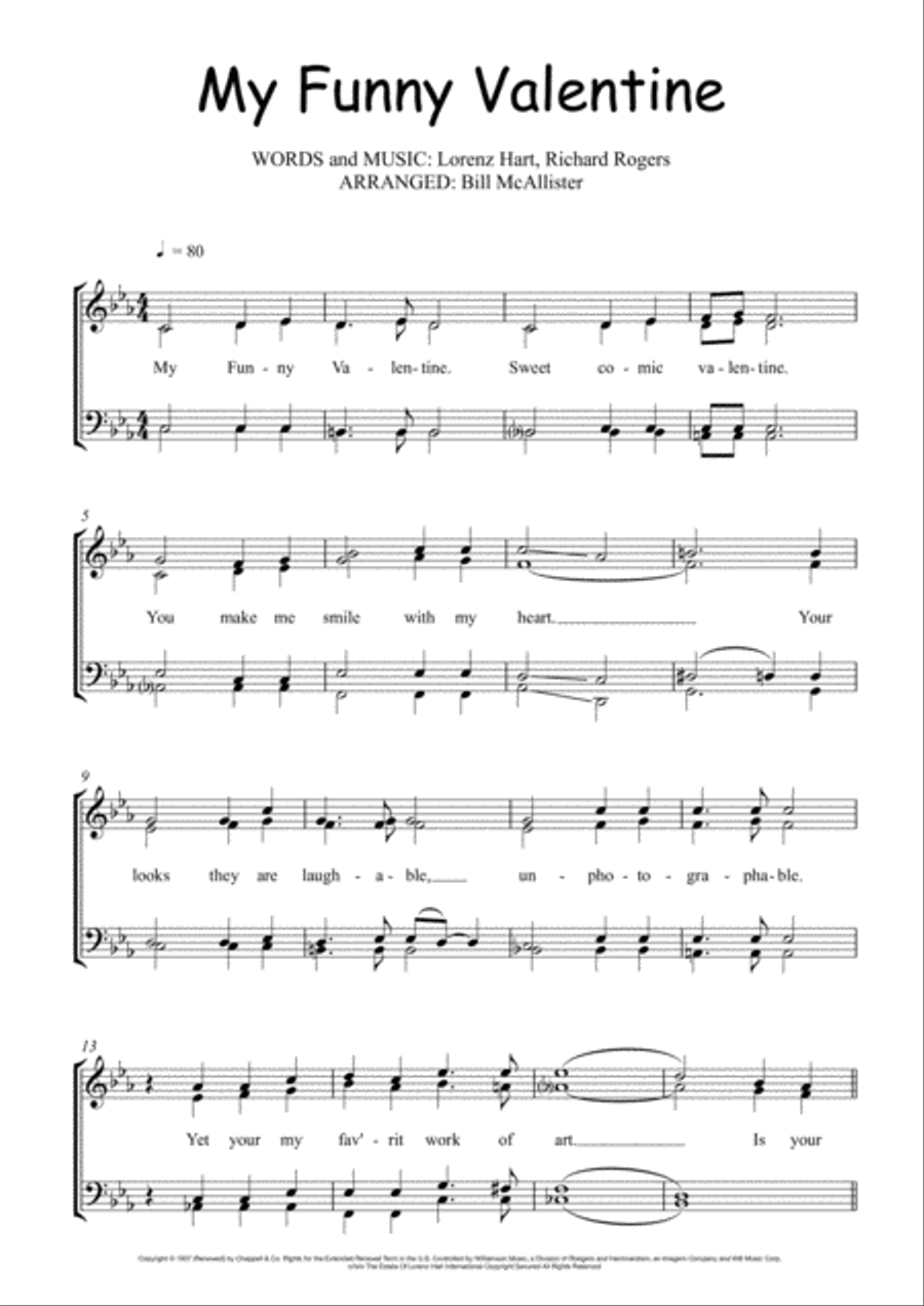 My Funny Valentine Choir scores gallery preview page 1