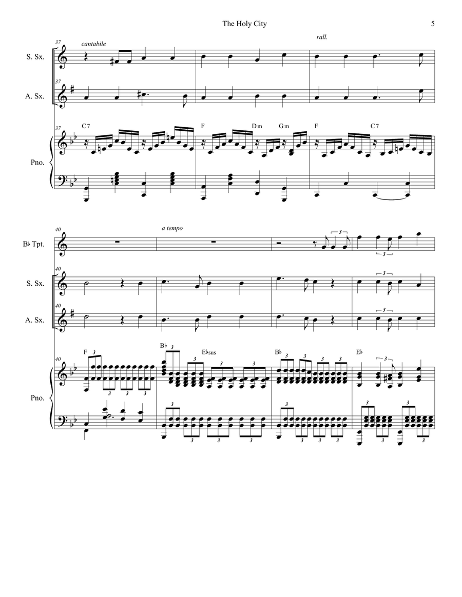 The Holy City (Duet for Soprano and Alto Saxophone) Woodwind Duet scores gallery preview page 5