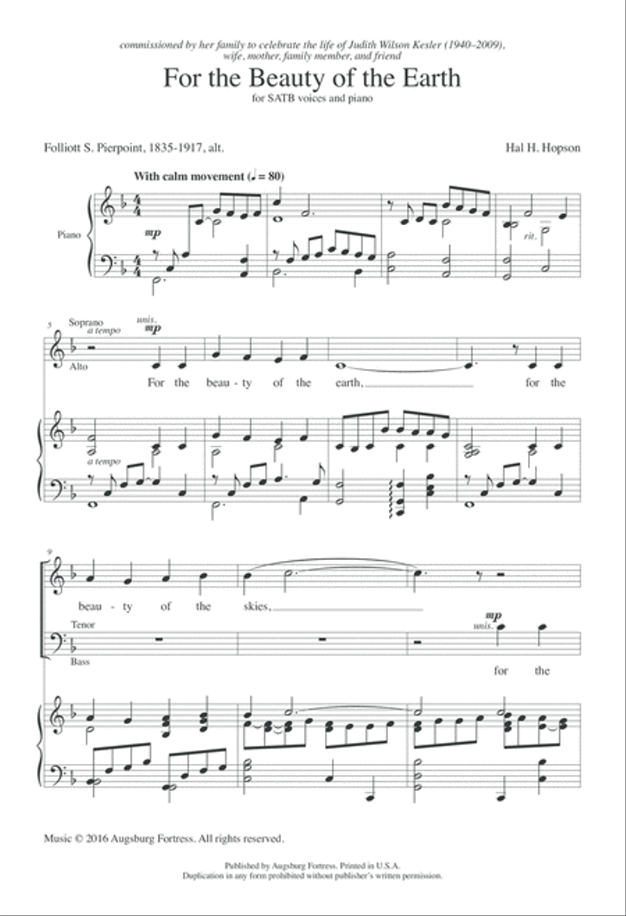 For the Beauty of the Earth 4-Part scores gallery preview page 4
