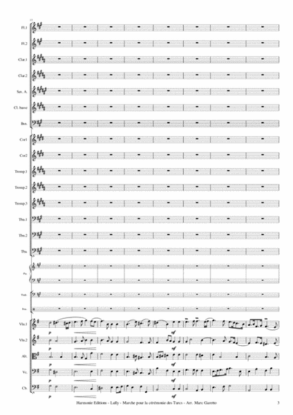 March for the Turkish Ceremony - LULLY - for full orchestra SCORE and PARTS image number null