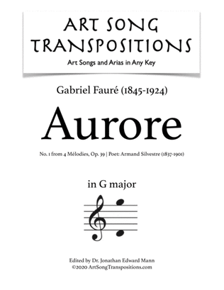 Book cover for FAURÉ: Aurore, Op. 39 no. 1 (transposed to G major)