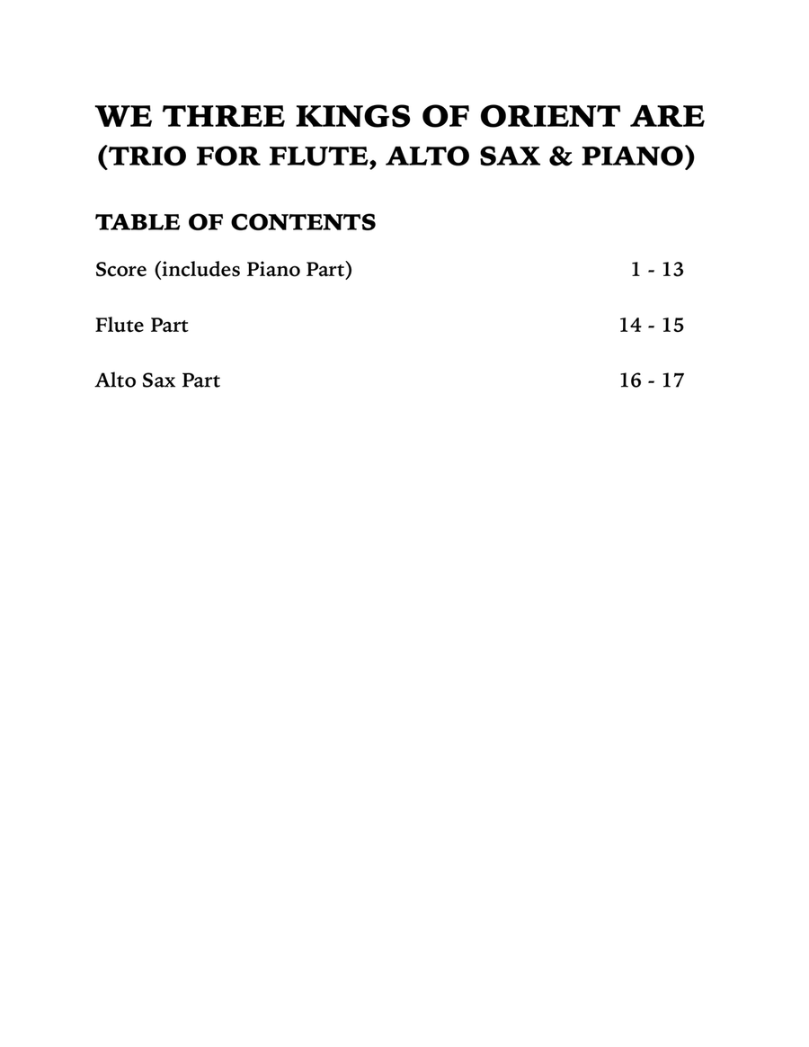 We Three Kings (Trio for Flute, Alto Sax and Piano) Small Ensemble scores gallery preview page 4