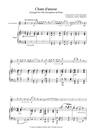 Chant d'amour arranged for Alto Saxophone and Piano