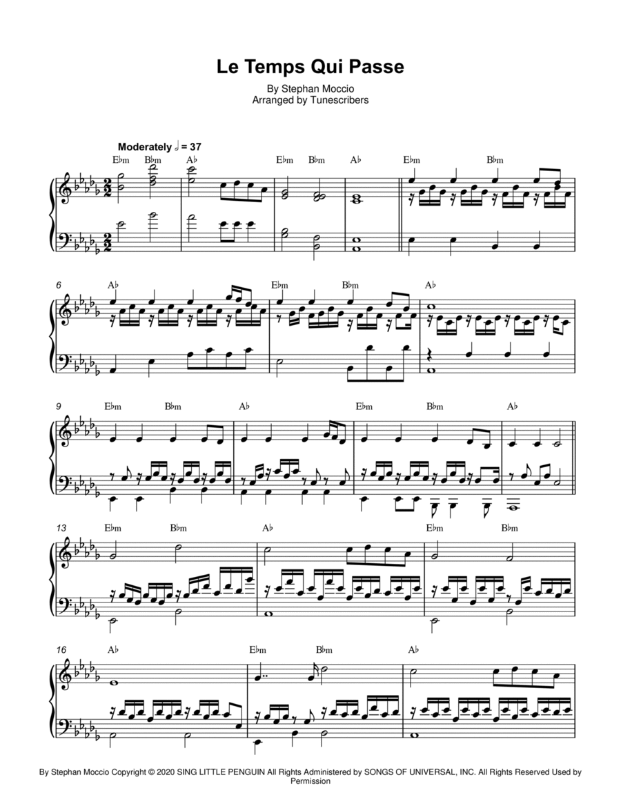Le Temps Qui Passe Piano Solo scores gallery preview page 1