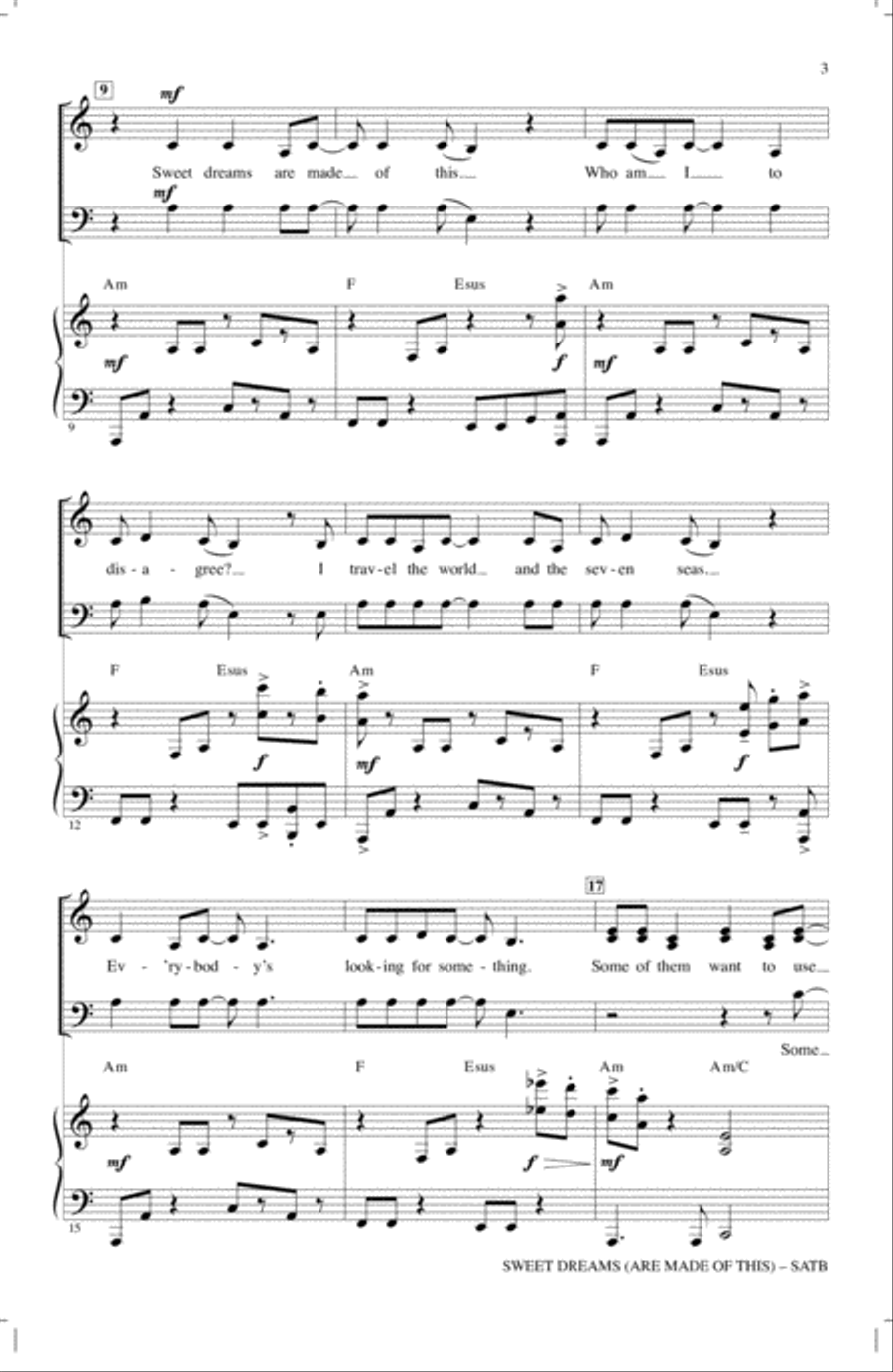 Sweet Dreams (Are Made Of This) 4-Part scores gallery preview page 2