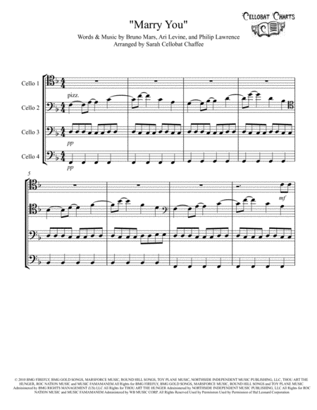 Marry You - Cello Quartet - Bruno Mars arr. Cellobat