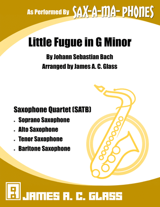 Book cover for Little Fugue in G Minor (Bach) - Saxophone Quartet (SATB)