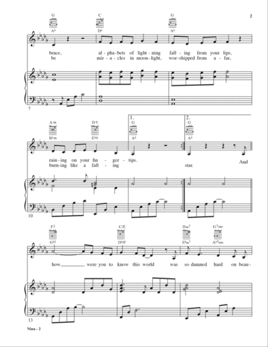 Nina Nina Piano, Vocal, Guitar scores gallery preview page 3