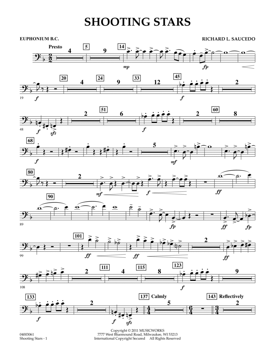 Shooting Stars - Euphonium in Bass Clef Concert Band scores gallery preview page 1