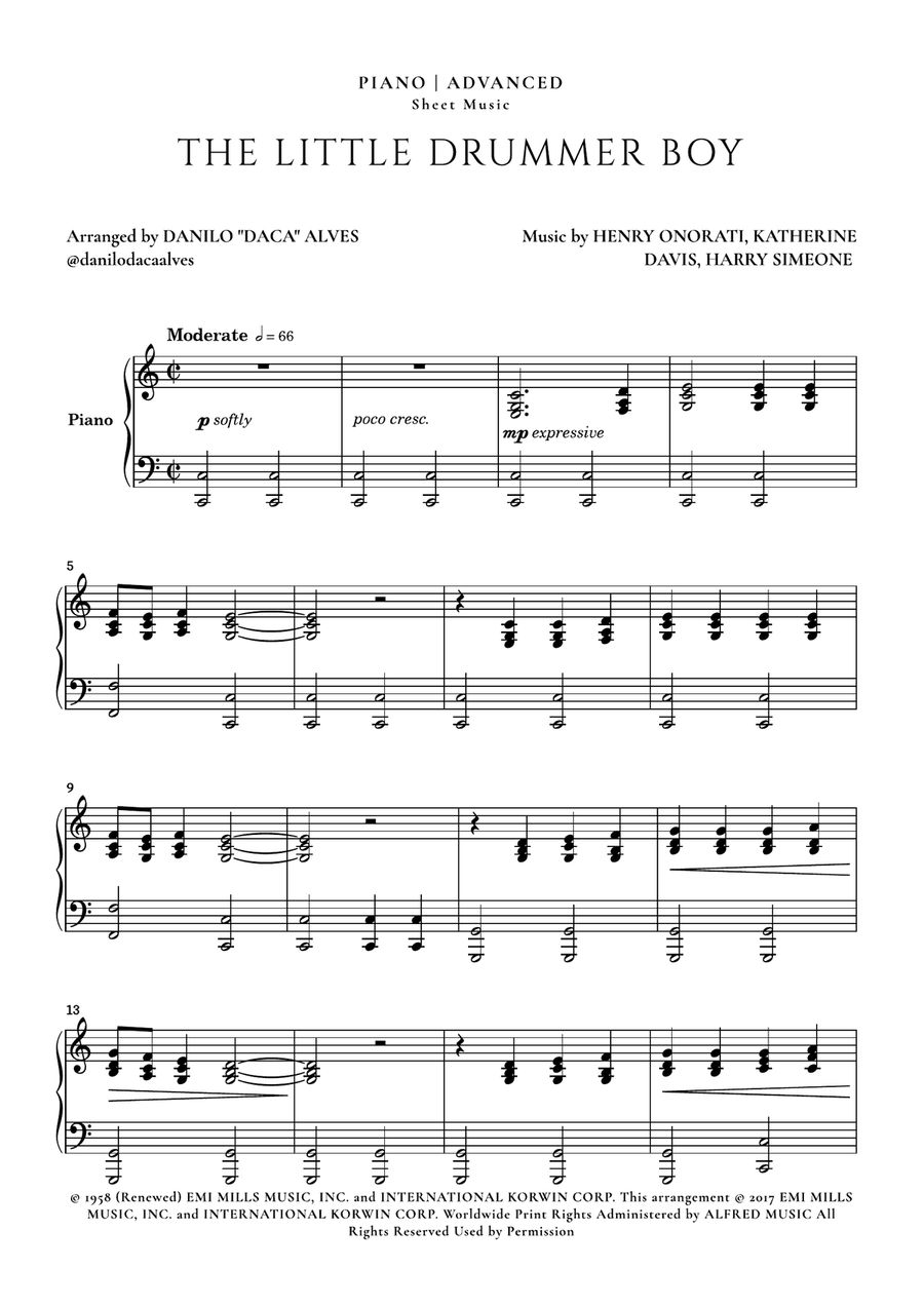 The Little Drummer Boy Piano Solo scores gallery preview page 1