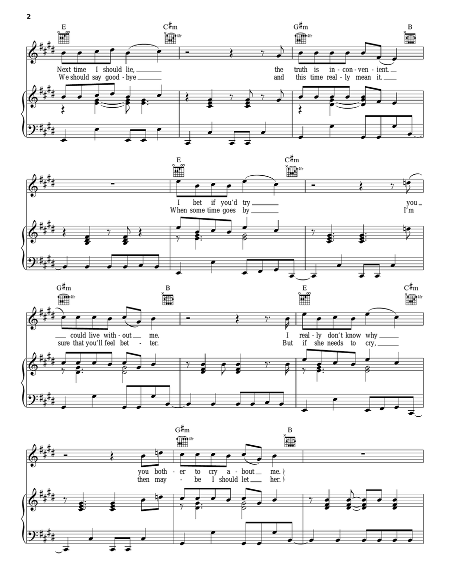 Cry Baby Piano, Vocal, Guitar scores gallery preview page 2