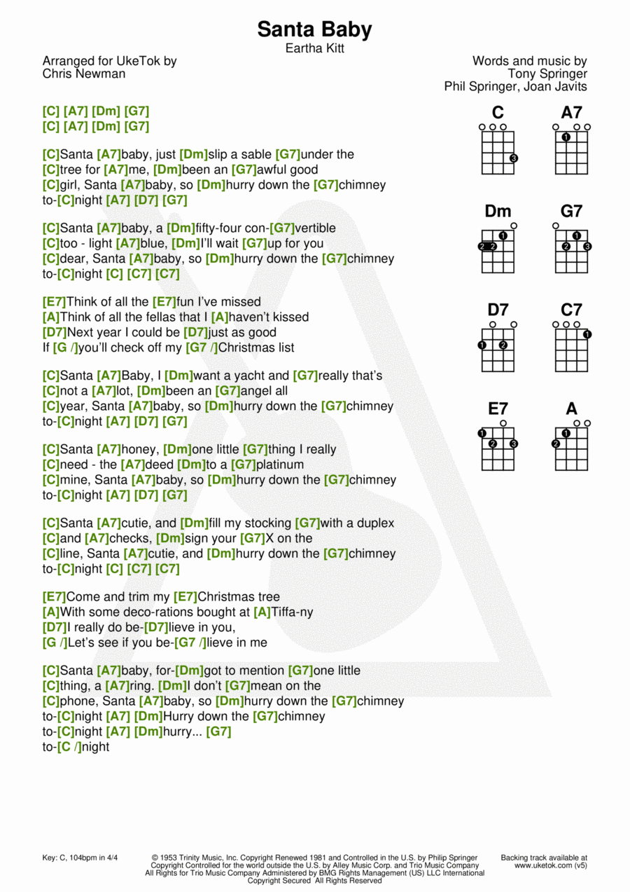 Santa Baby Ukulele scores gallery preview page 1
