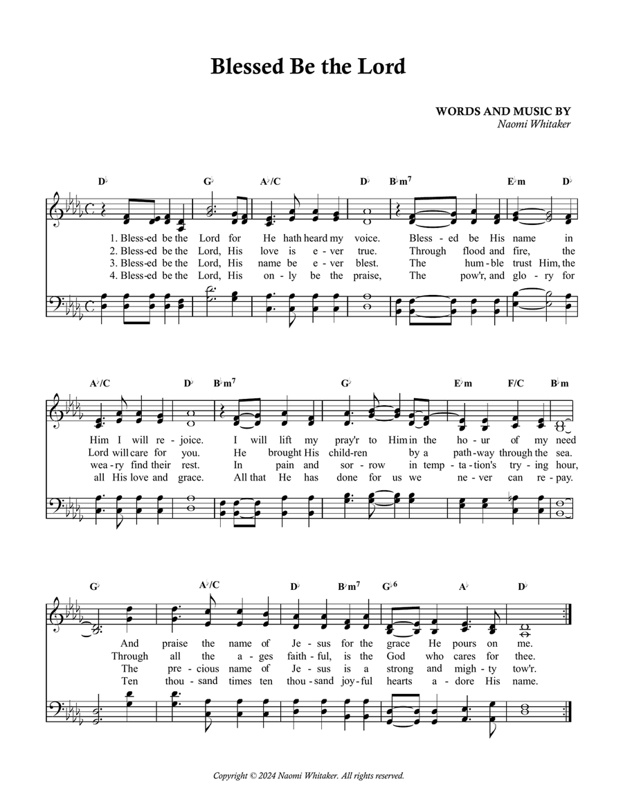Blessed Be the Lord Voice scores gallery preview page 1