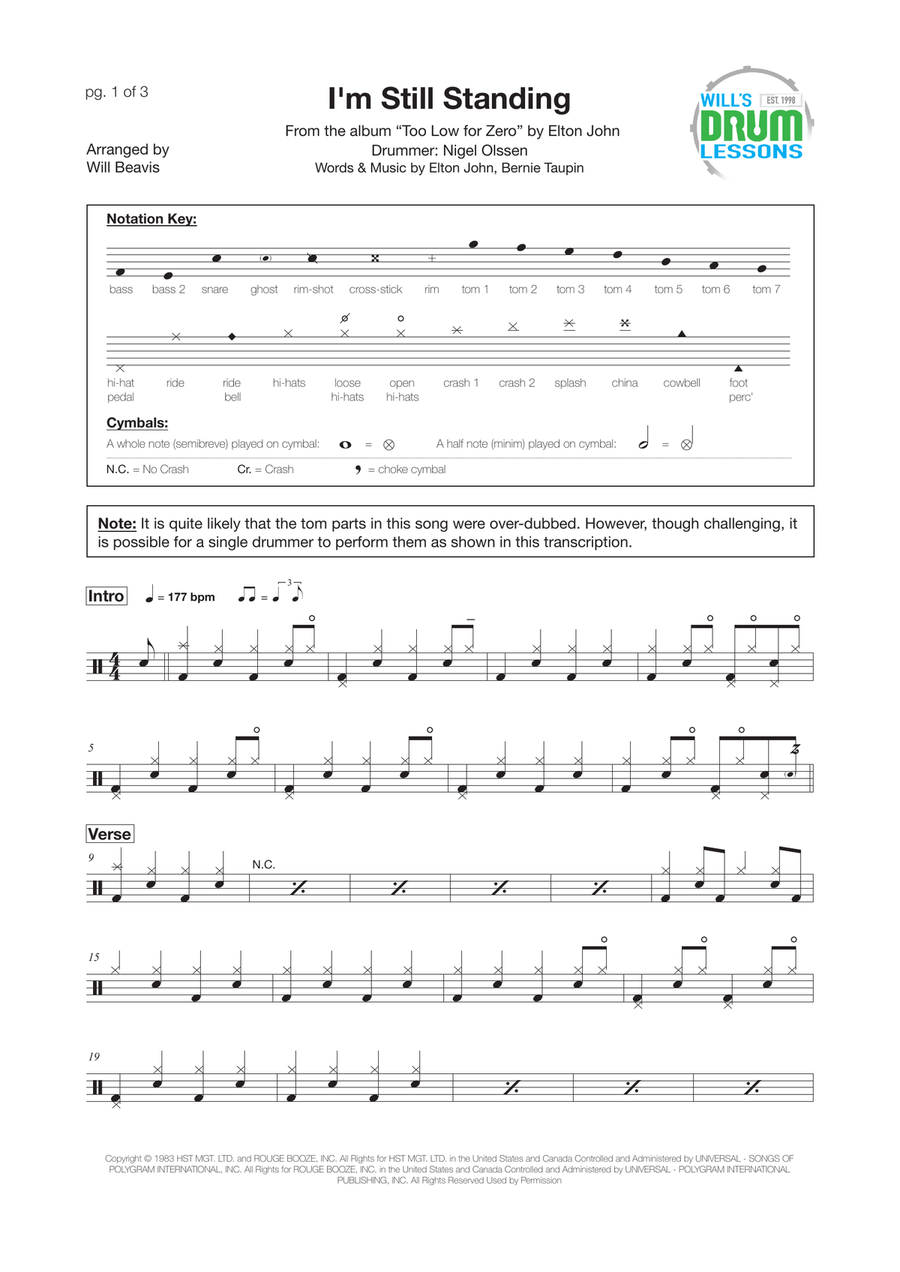I'm Still Standing Drum Set scores gallery preview page 1