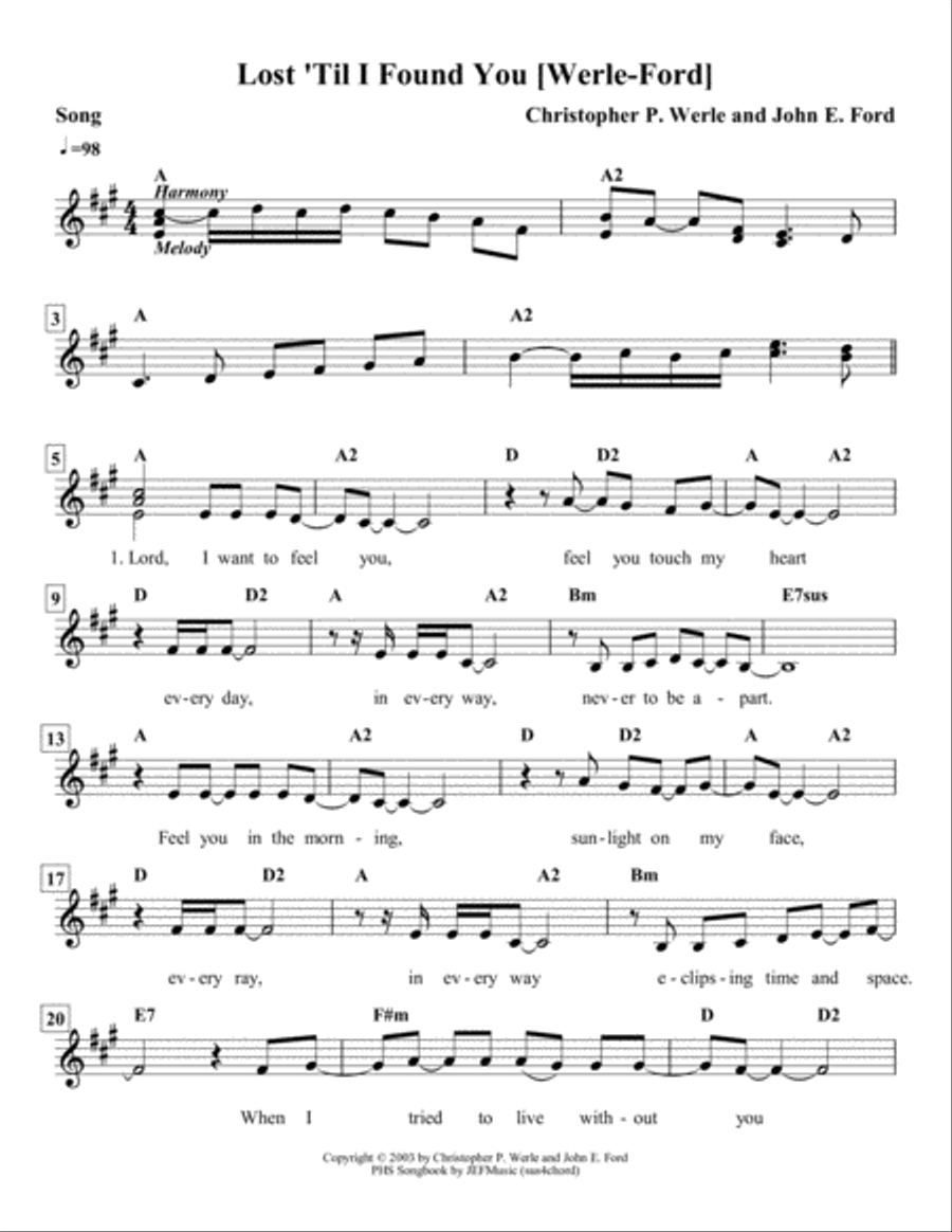 Lost 'Til I Found You Piano, Vocal, Guitar scores gallery preview page 1