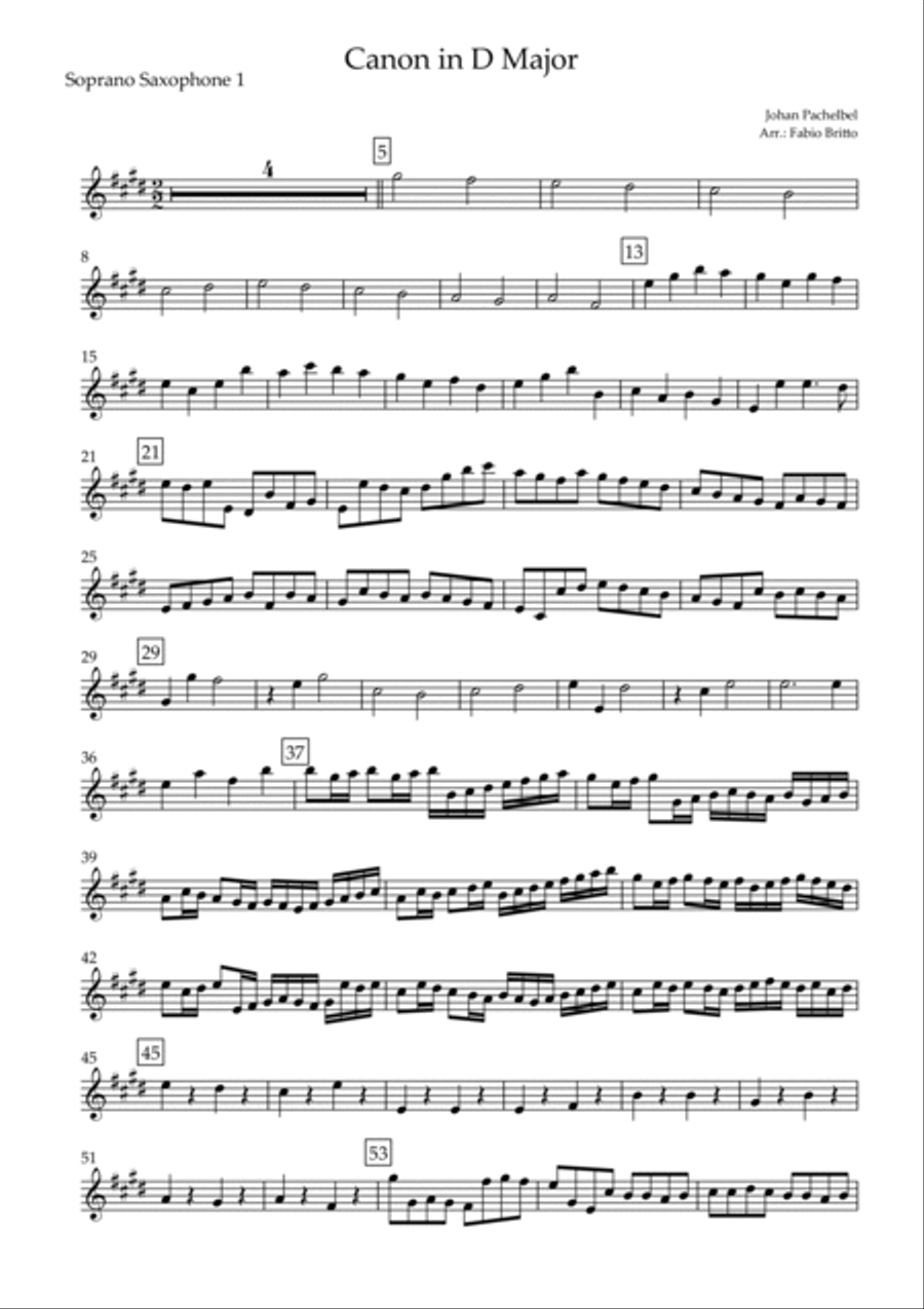 Canon in D Major (Johann Pachelbel) for Saxophone Trio Woodwind Trio scores gallery preview page 5