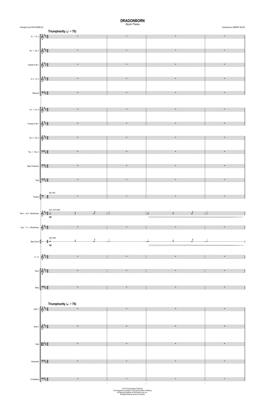 Dragonborn (skyrim Theme) Full Orchestra scores gallery preview page 1
