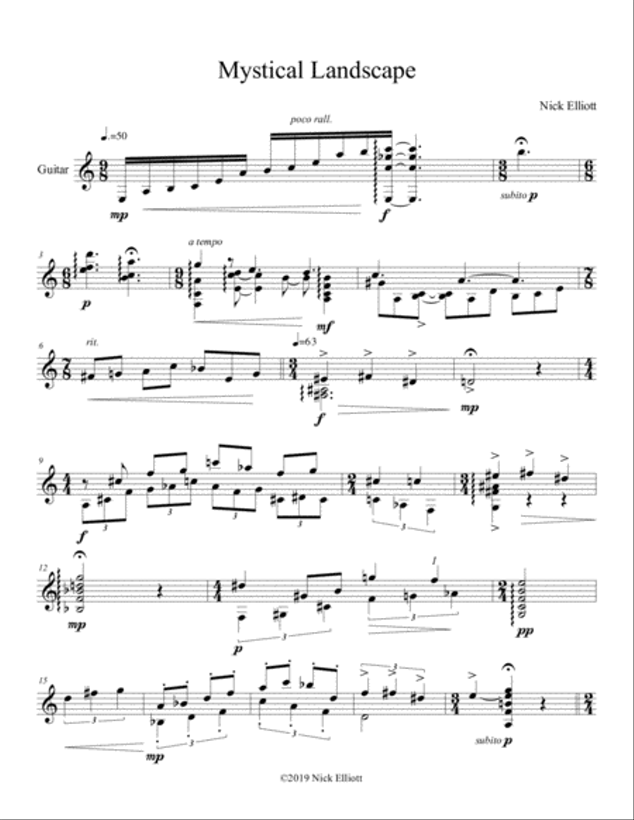 Mystical Landscape Guitar Solo scores gallery preview page 1