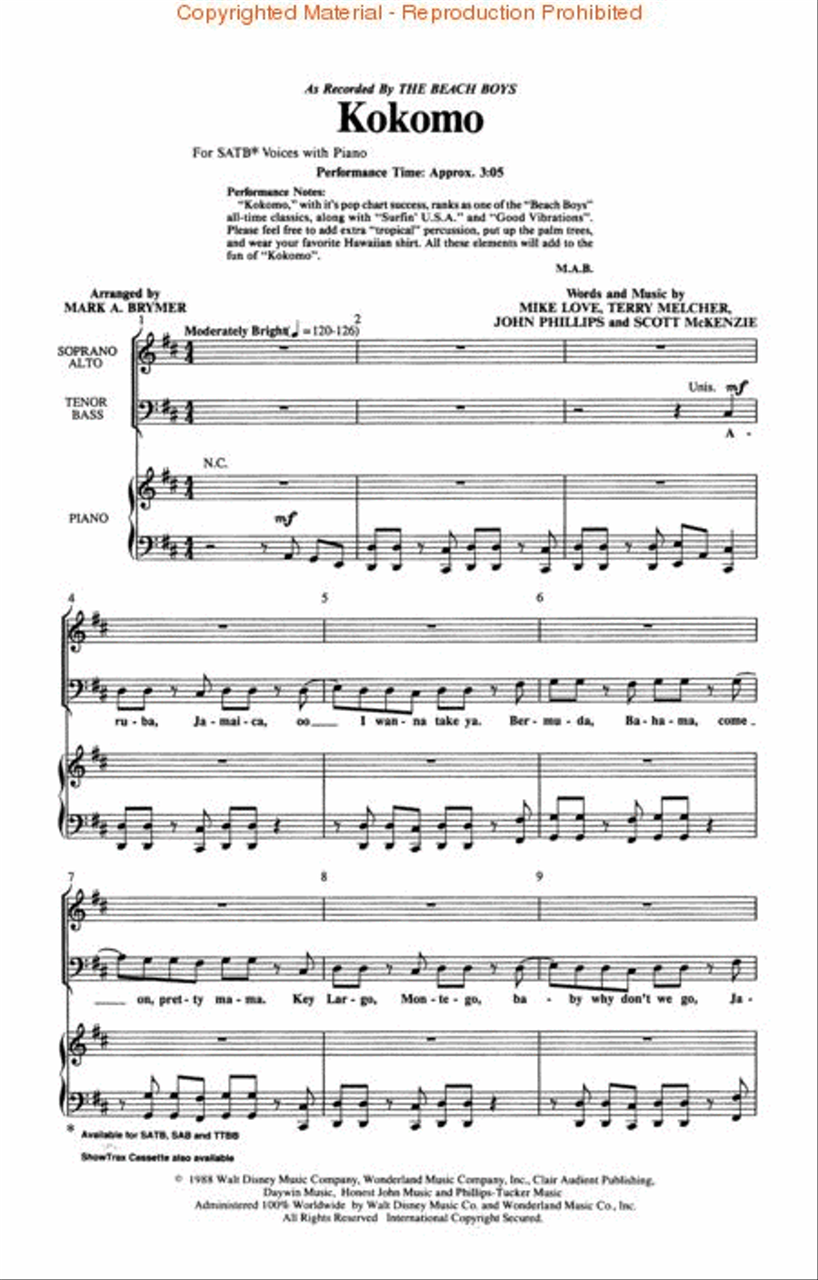 Kokomo Kokomo 4-Part scores gallery preview page 2