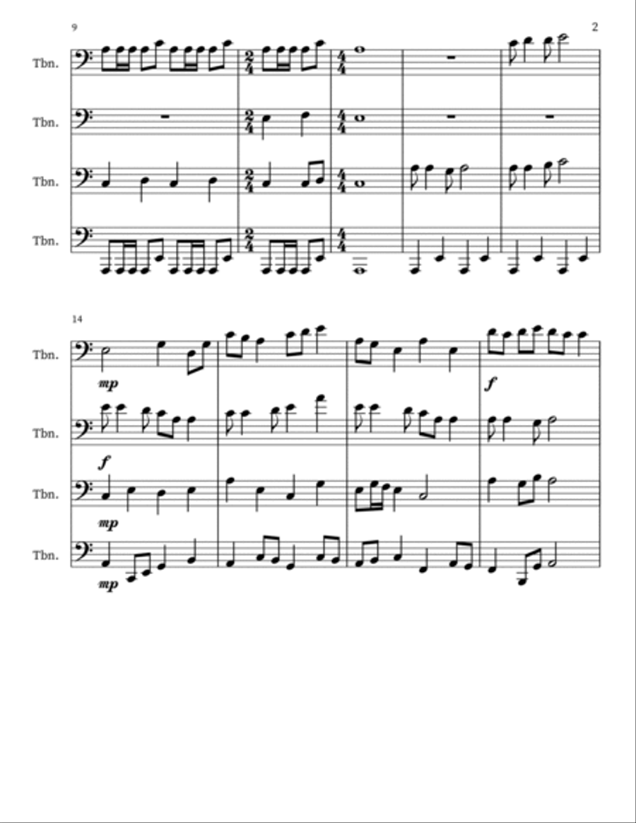 Land of the Silver Birch/My Paddle's Keen and Bright Brass Quartet scores gallery preview page 2