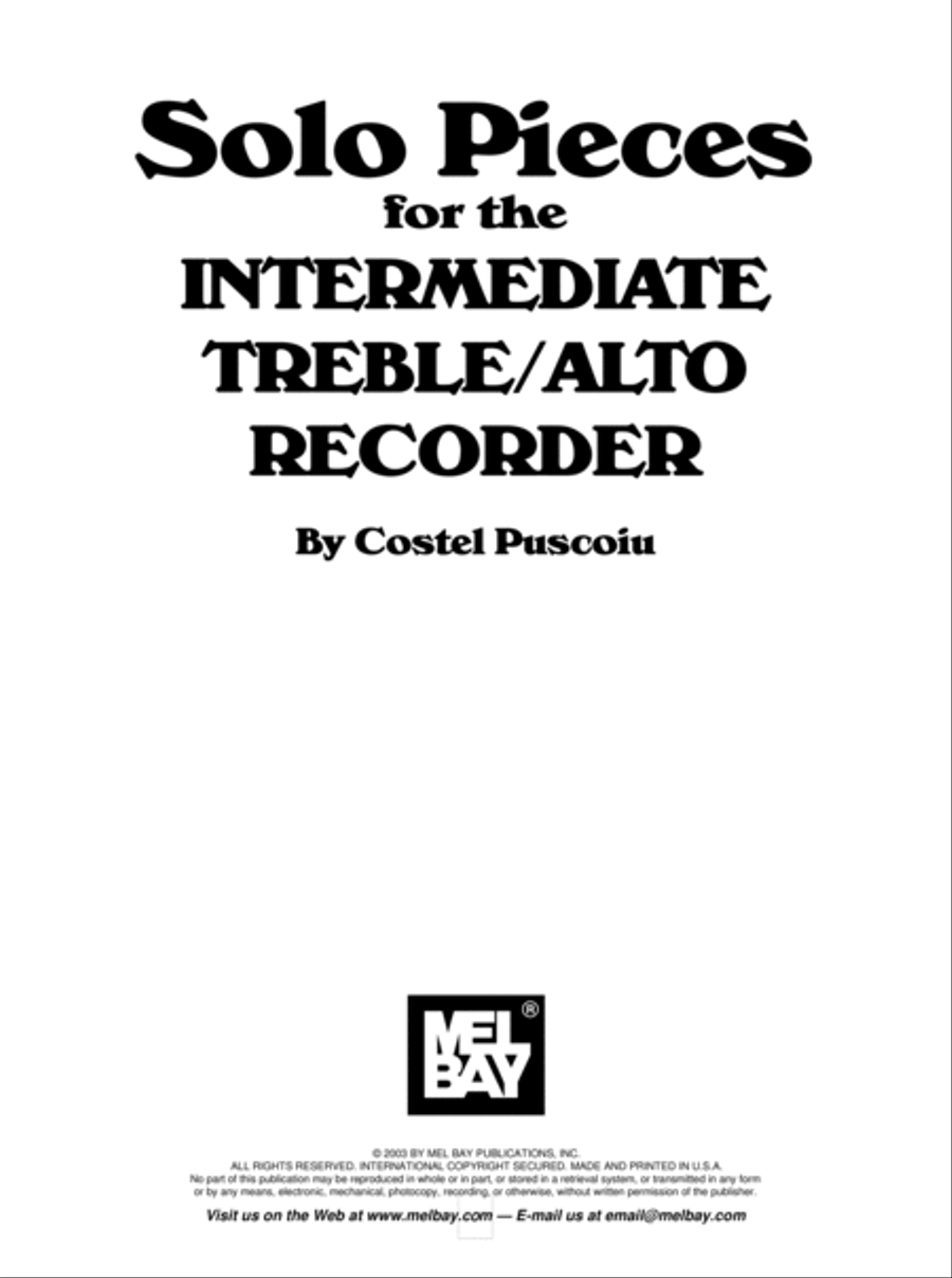 Solo Pieces for the Intermediate Treble/Alto Recorder Alto Recorder scores gallery preview page 2