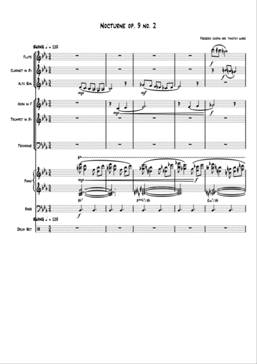 Nocturne in E Flat Major Opus 9 No 2 Jazz Arrangement Large Ensemble scores gallery preview page 1