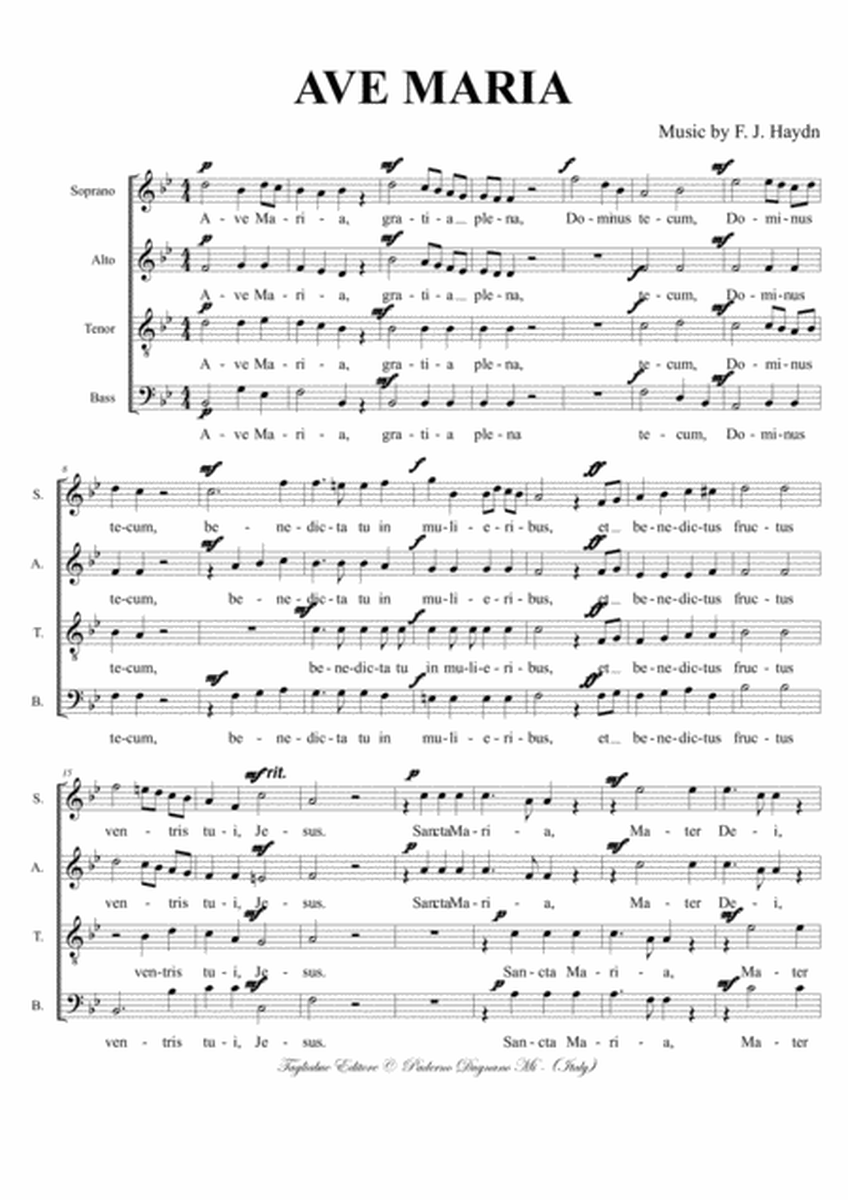AVE MARIA - J. Haydn - For SATB Choir image number null