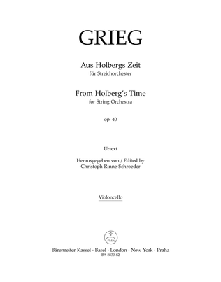 Book cover for From Holbergs Time for String Orchestra, op. 40