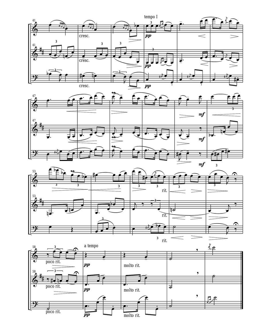 Tango by Albeniz for flute, clarinet, and bassoon trio Woodwind Trio scores gallery preview page 3