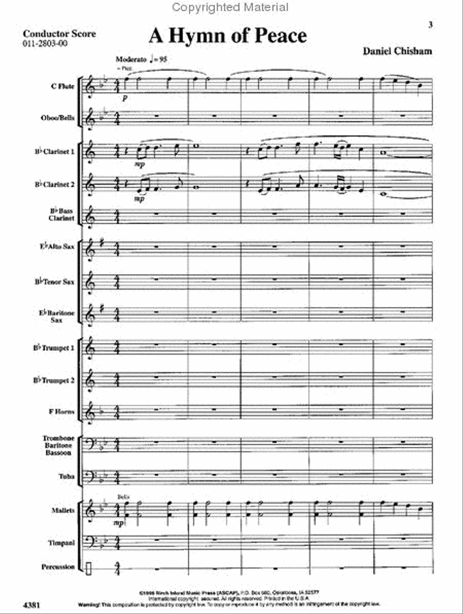 A Hymn of Peace Concert Band scores gallery preview page 2