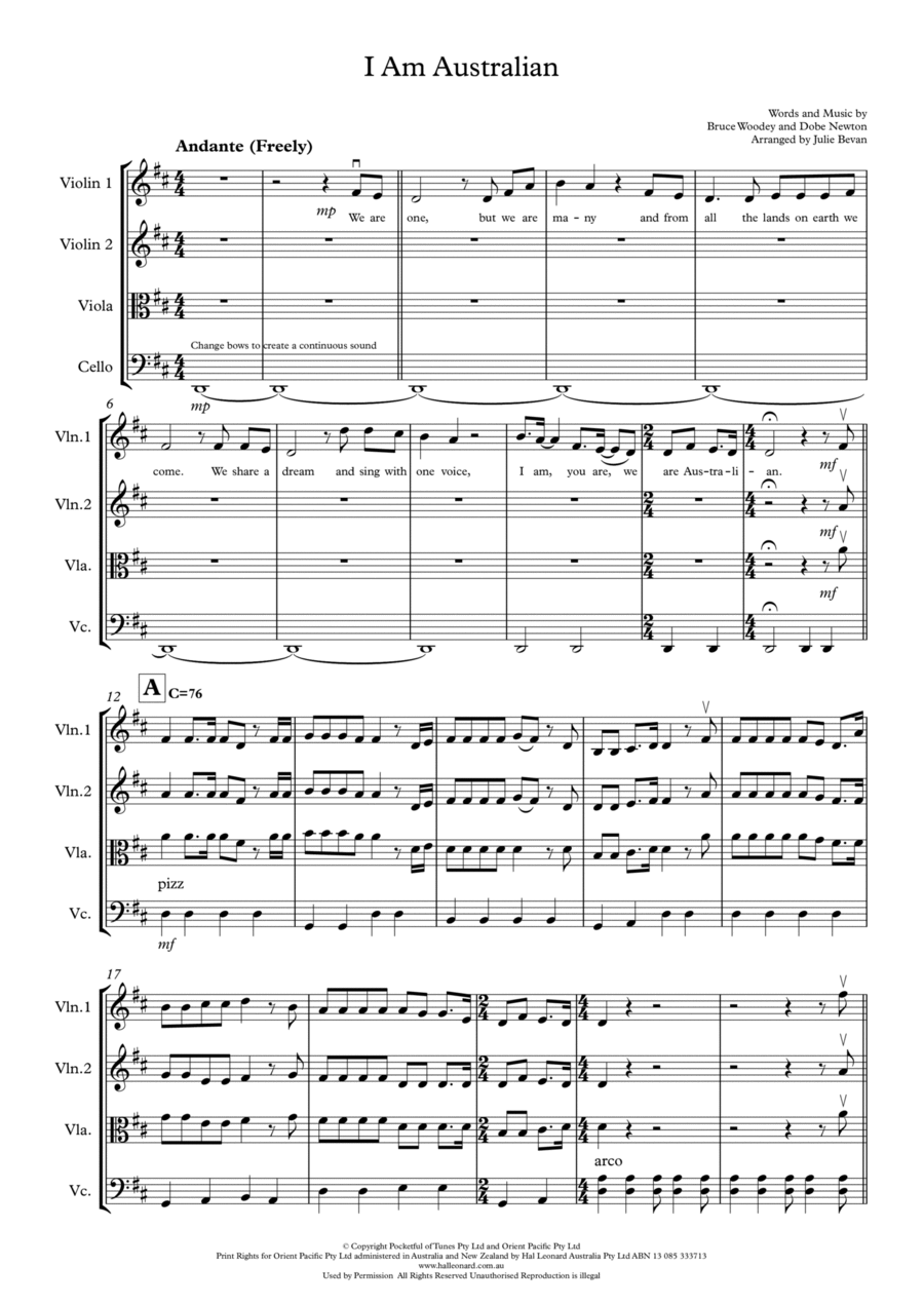 I Am Australian String Quartet scores gallery preview page 1