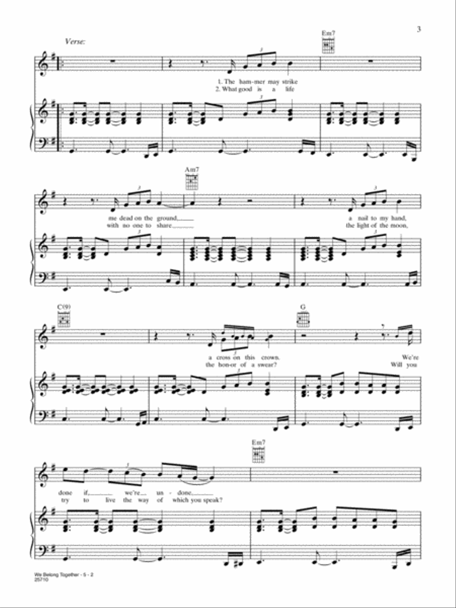 We Belong Together Piano, Vocal, Guitar scores gallery preview page 2