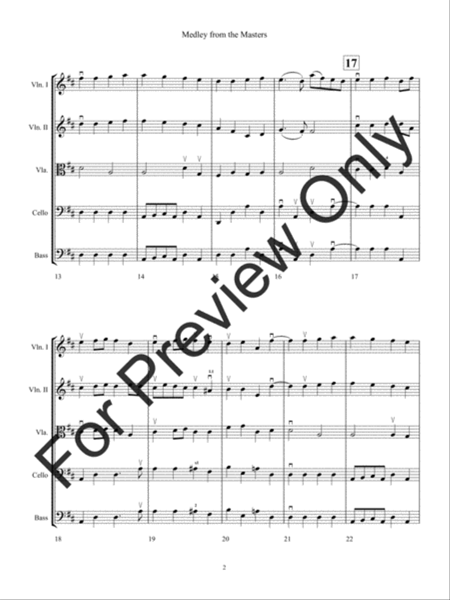 Medley from the Masters (Score) String Orchestra scores gallery preview page 5