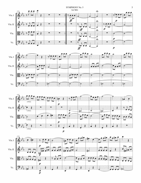 SYMPHONY No. 5 - 1st Mvt. - Arr. for String quartet - With Parts image number null